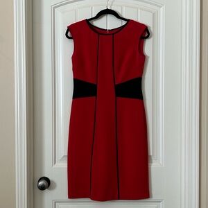 London Style Red and Black Midi Dress